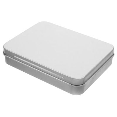 FOYTOKI Tinplate Storage Box with Hinged Lid for Match Rope and Accessories Durable Rectangular Container for Home Outdoor and Party Use Lightweight and Compact Design