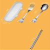 ONUIFIKE Silverware Set, 2/8/12/16pcs Cartoon Cat Claw Chopsticks Spoon Set Ceramic Stainless Steel Portable Tableware Set, Home Cutlery Flatware Set(Pink,2 Piece set for 1) view 2