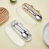 ONUIFIKE Silverware Set, 2/8/12/16pcs Cartoon Cat Claw Chopsticks Spoon Set Ceramic Stainless Steel Portable Tableware Set, Home Cutlery Flatware Set(Pink,2 Piece set for 1) view 3