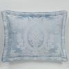 Contessa Luxury Bedding | Iced Platinum and Pastel Powder Blue | Puff Jacquard-Woven Traditional Floral Bouquet and Swag Motifs | 3 Piece Bed Set Includes California King Bedspread and 2 King Shams view 3