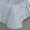 Contessa Luxury Bedding | Iced Platinum and Pastel Powder Blue | Puff Jacquard-Woven Traditional Floral Bouquet and Swag Motifs | 3 Piece Bed Set Includes California King Bedspread and 2 King Shams view 4