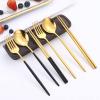 IFAJOOR Flatware Silverware Set, 2/8/12/16/20/24pcs Stainless Steel Cutlery Spoon Chopsticks Set Portuguese Student Cutlery Outdoor Portable Cutlery, Tableware Cutlery Set(Pink Silver,6Set) view 3