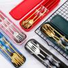 IFAJOOR Flatware Silverware Set, 2/8/12/16/20/24pcs Stainless Steel Cutlery Spoon Chopsticks Set Portuguese Student Cutlery Outdoor Portable Cutlery, Tableware Cutlery Set(Pink Silver,6Set) view 4