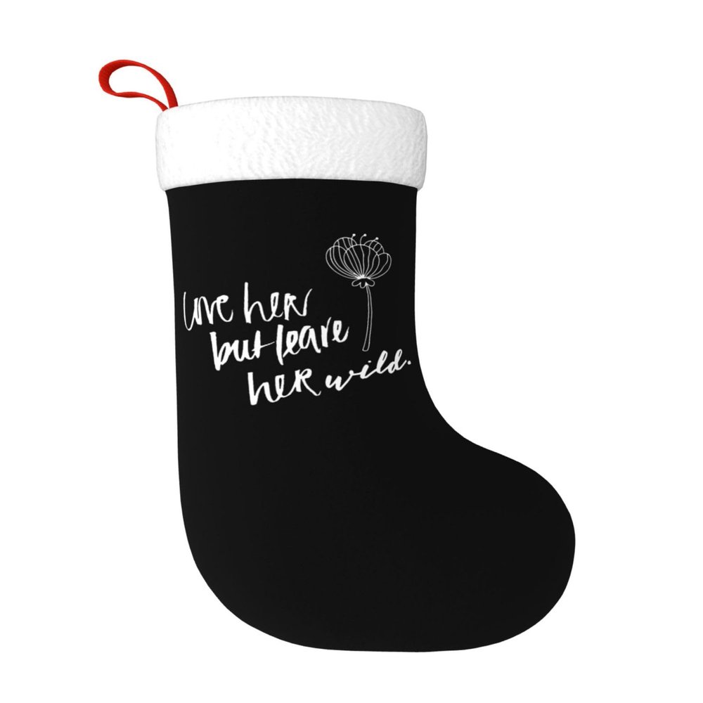 NUSDB Love Her But Leave Her Wild 2024 New Christmas Stockings, 18inch Xmas Hanging Stocking Decorations for Christmas Party Family Decor White and Black