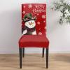 6 Pcs Dining Chair Covers Stretch Spandex Slipcovers Merry Christmas Cute Snowman Berry Removable Dining Room Seat Cover Cushion Protector for Home Hotel Banquet Decor Winter Snowflake on Red view 4
