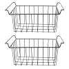 Aqur2020 Steel Wire Freezer Organizer, 2pcs Storage Basket with PE Coating, Hanging Rack for Refrigerator, Shelves, Black ,for Hanging (L 45cm X W 24.5cm X H 20cm) view 1
