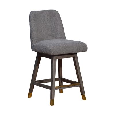 HomeRoots 26" Gray Solid Wood Swivel Bar Height Bar Chair