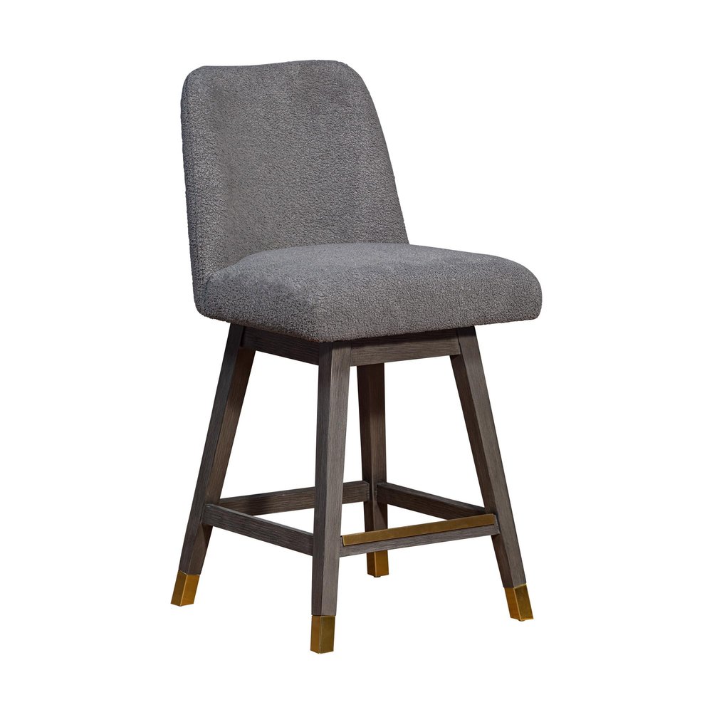 HomeRoots 26" Gray Solid Wood Swivel Bar Height Bar Chair