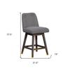 HomeRoots 26" Gray Solid Wood Swivel Bar Height Bar Chair view 3