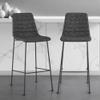 HomeRoots Set of Two 30" Black Fabric and Steel Low Back Bar Height Bar Chairs view 1