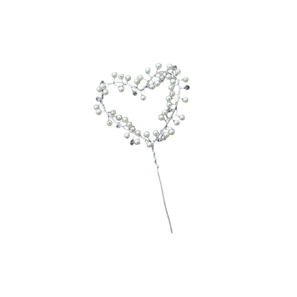 LABRIMP Heart Shaped Cake Topper Elegant Silver Wedding Cake Decoration for Bridal Showers Engagements Birthdays and for Romantic Celebrations
