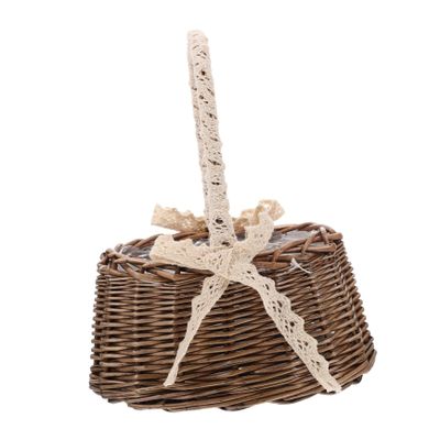 ULDIGI Flower Basket Lace Trim Handwoven Portable Storage for Decor Weddings Random Colors for Flower Girls and Home Arrangements