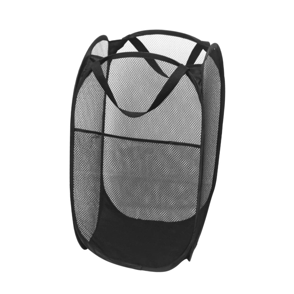 BUGUUYO 2pcs Mesh Laundry Basket Black Foldable College Laundry Hamper Sturdy Frame Easy to Carry for