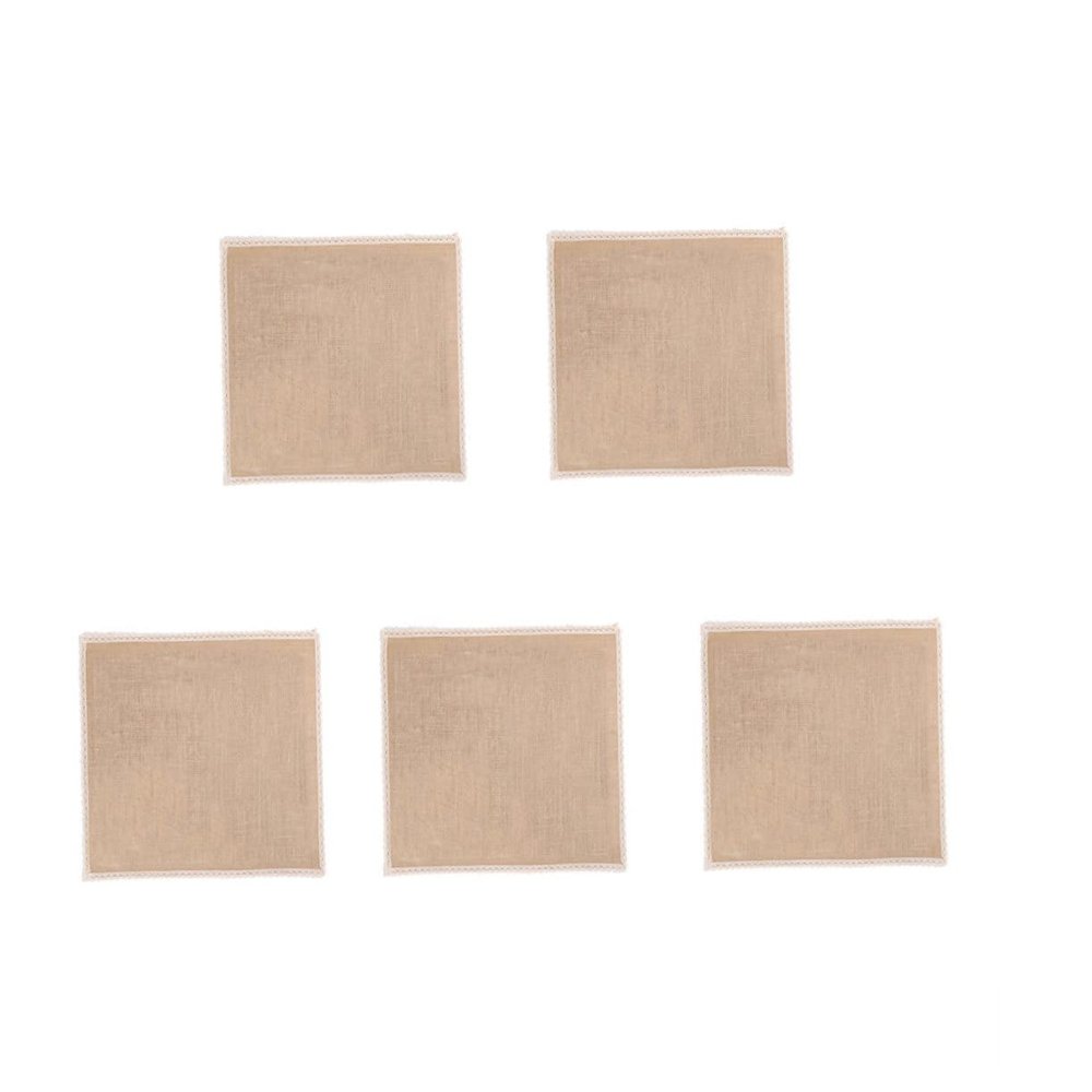 CIYODO 5pcs Burlap Jute Lace Table Mats for Wedding and Home Decor Natural Lace Trim for Dinnerware and Cup