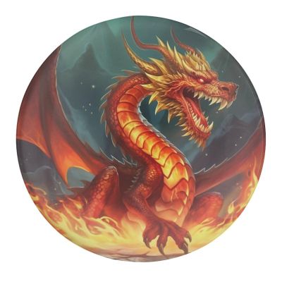 2 Pcs Glass Strong Fridge Magnets,Dragon King in Fire Print Funny Cute Refrigerator Magnets,Round Locker Magnets Refrigerator,Decorative Magnets for Whiteboard Office Fridge Kitchen Cabinet