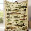 Fish Blanket, Fishing Enthusiast Blanket Gift, Fishing Blanket for Men, Sports Fish of North America Blanket, Fish Throw Blanket, Unique Fishing Gift for Fisherman, Fishing Lovers (60 * 80in) view 1