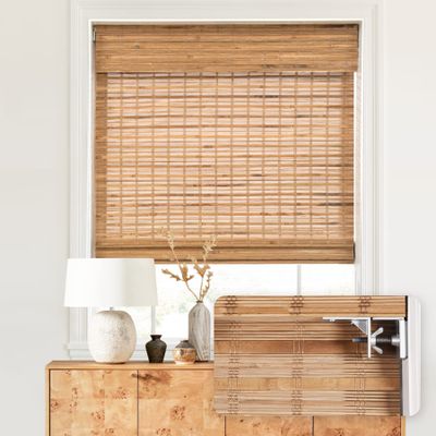 LazBlinds No Tools No Drill Cordless Bamboo Roman Shades, Light Filtering Window Treatment, Roll Up Bamboo Blinds for Windows, 53.5" W x 72" H, Dali Native