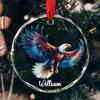 Personalized Bald Eagle Lover Glass Christmas Ornament, Bald Eagle Bird Xmas Ornaments Gift for Men Women Family, Beautiful Bald Eagle Christmas Ornament, Custom Name Bald Eagle Lover Glass Ornaments view 3