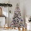 7.5ft Prelit Christmas Tree, Snow Flocked Artificial Spruce Tree with 480 LED Lights & 1117 Tips, Easy Assembly Hinged Branches & Foldable Stand view 1