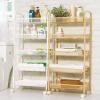Rolling Utility Cart with Carbon Steel Storage Wood Top and Wheels Multi Layer Storage Shelf Rack for Kitchen Office Bathroom Garage Movable and Convenient Storage Cart view 3