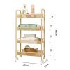 Rolling Utility Cart with Carbon Steel Storage Wood Top and Wheels Multi Layer Storage Shelf Rack for Kitchen Office Bathroom Garage Movable and Convenient Storage Cart view 4