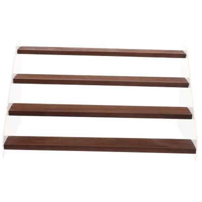 GRIRIW Toy Model Display Stand 4-tier Acrylic Wood Riser Shelf