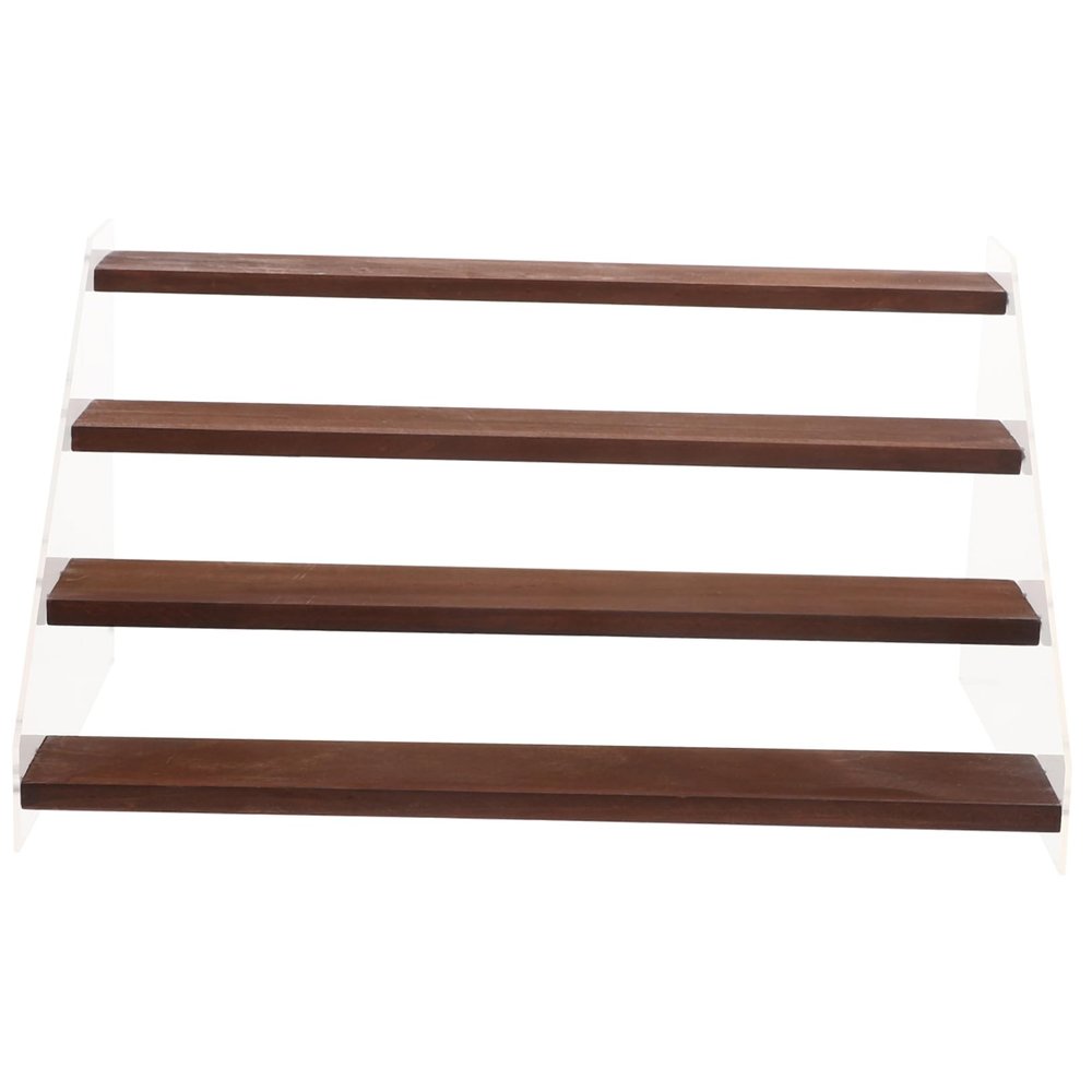 GRIRIW Toy Model Display Stand 4-tier Acrylic Wood Riser Shelf