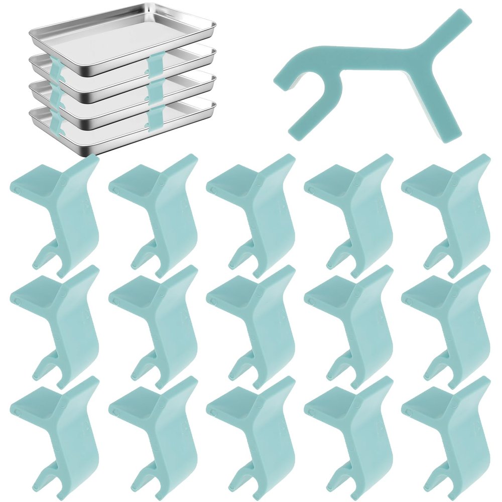16Pcs Baking Sheet Stackers Set, Space-Saving Baking Tray Stackers, Reusable Trays Stacking Holder, Cookie Sheet Pan Stacking Clips, Multipurpose Layered Tray Holder Stackers for Freeze Dryer Trays