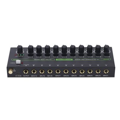 Zopsc 10 Channel Line Mixer, Stereo Mixer with RGB Light, Low Noise, for Guitar Keyboard Drum Stage Mixing, Mono Switching Output, DC 5V Power, Metal Housing