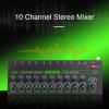 Zopsc 10 Channel Line Mixer, Stereo Mixer with RGB Light, Low Noise, for Guitar Keyboard Drum Stage Mixing, Mono Switching Output, DC 5V Power, Metal Housing view 3