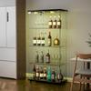 Maotifeys 64" Glass Cabinet, 4 Shelves Glass Display Cabinet with LED Lights, Glass Storage Cabinet with 2 Doors, Curio Cabinet Toy Organizers Rack, Display Shelf, Kids Bookshelf for Bedroom, Black view 3