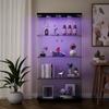 Maotifeys 64" Glass Cabinet, 4 Shelves Glass Display Cabinet with LED Lights, Glass Storage Cabinet with 2 Doors, Curio Cabinet Toy Organizers Rack, Display Shelf, Kids Bookshelf for Bedroom, Black view 4