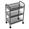 ZXXDSGHUS 3 Tier Mesh Shelf Rolling Kitchen Cart with Wheels Black Metal Storage Rack for Hair Salon Living Room Bathroom Organization view 1