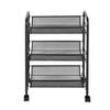 ZXXDSGHUS 3 Tier Mesh Shelf Rolling Kitchen Cart with Wheels Black Metal Storage Rack for Hair Salon Living Room Bathroom Organization view 2