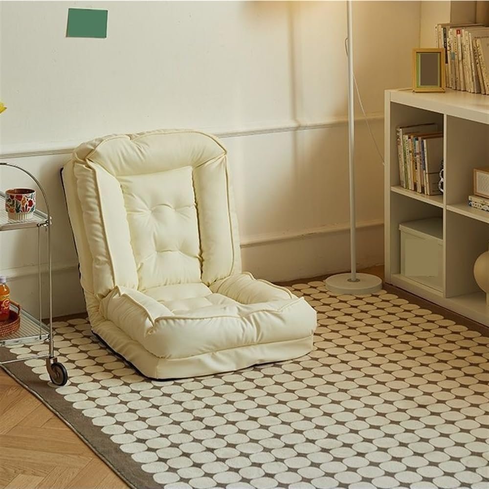 NDKJSF Folding Sofa Bed, Simple Lazy Chair, Multifunctional Cushion, Suitable for Bedroom, Balcony, Living Room, Leisure Room(White,23.6in)