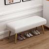 KaBuea Entryway Shoe Rack with Cushioned Seat & Metal Legs, Shoe Bench for Bedroom, Shoe Bench w/Faux Leather Top Bed Bench view 1