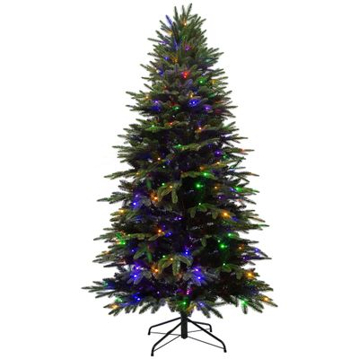 7.5ft Prelit Christmas Tree with Lights, Artificial Spruce with 350 LEDs & 2003 Tips, Hinged Xmas Trees, Easy Assembly & Foldable Metal Stand