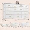 EnHomee Dressser for Bedroom Dresser with 16 Drawers TV Stand for Bedroom for 60" TV Long Dressers & Chests of Drawers Large Dresser with Charging Station, 51.5" W*11.7" D*34.6" H, White view 3