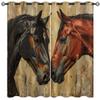 Horse Head Blackout Curtains for Girls Boys Kids Home Decor, Animal Brown Red Horses Farmhouse Wooden Grommet Thermal Insulated Drapes Darkening Window Curtain for Bedroom Living Room, 63 x 63 Inch view 1