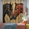Horse Head Blackout Curtains for Girls Boys Kids Home Decor, Animal Brown Red Horses Farmhouse Wooden Grommet Thermal Insulated Drapes Darkening Window Curtain for Bedroom Living Room, 63 x 63 Inch view 2