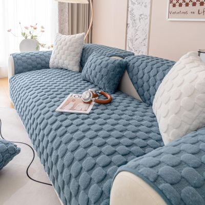 vctops Blue Faux Fur Sofa Cover Soft Cozy Fluffy Plush 3D Dot Couch Cover Non Slip Sectional Couch Cover Fuzzy Sofa Slipcover Furniture Protector for Dogs Cats Pet (Blue,43"x70")