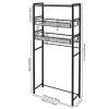 WXLTSGM 3 Tier Washing Machine Shelf, Multifunctional Laundry Room Storage Shelf, Over Washer and Dryer Shelves Space Saving Organizer for Storing Paper Towels, Cleaning Supplies, Cosmetics (Black) view 2