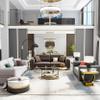 ACEDCOR 3 Pieces Living Room Table Set, White & Gold 3 Tier Coffee Table with 2 Square End Table,Set of 3 Round Glass Cofee Table and Square Side Tables for Living Room view 1