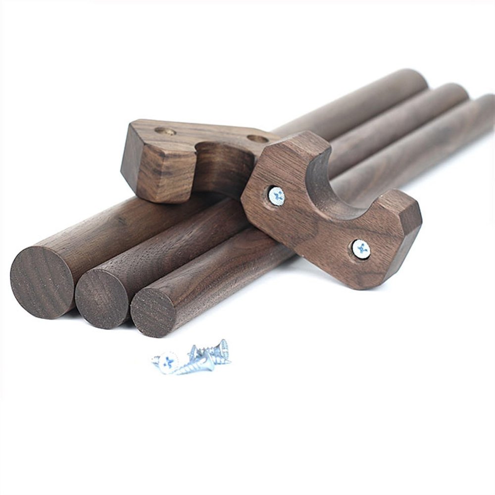1 PCS Wooden Round Wardrobe Closet Rod, Premium Closet Pole for Hanging Clothes, Wardrobe Cross-bar Clothes Hanging Rods Natural Wood Wardrobe Closet Rod with End Supports for Closet Storage(D3cm/1.18