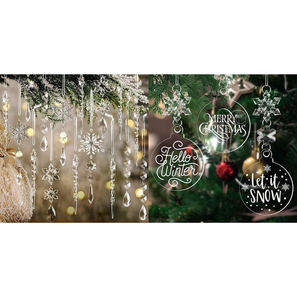 Acrylic Christmas Snowflake DIY Crafts Set - Hanging Decorations for Winter & New Year Parties