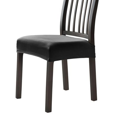 ZRCYXDW Stretch 4 Pack Dining Chair Seat Cover, Velvet Seat Covers for Dining Chairs Non Slip Seat Covers for Dining Room Chairs Removable Chair Seat Cover for Party-Black-Set of 4