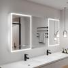 ExBrite LED Lighted Bathroom Medicine Cabinet 64 x 30 Inch, led Medicine Cabinet with Extra Closed Storage Cabinet,Defog,Temper/Clock,Dimming,Color Temper Change, Night Light,2 Outlets,Storage Shelves view 1