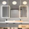ExBrite LED Lighted Bathroom Medicine Cabinet 64 x 30 Inch, led Medicine Cabinet with Extra Closed Storage Cabinet,Defog,Temper/Clock,Dimming,Color Temper Change, Night Light,2 Outlets,Storage Shelves view 4