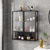 Metal Medicine Cabinet with Glass Door,Multi Purpose Storage Cabinet Above The Toilet,3-Tier Floating Cabinet Display Stand With open storage,Wall-Mounted Makeup Organizer for Bathroom,Livingroom,Kitc view 1