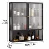 Metal Medicine Cabinet with Glass Door,Multi Purpose Storage Cabinet Above The Toilet,3-Tier Floating Cabinet Display Stand With open storage,Wall-Mounted Makeup Organizer for Bathroom,Livingroom,Kitc view 2